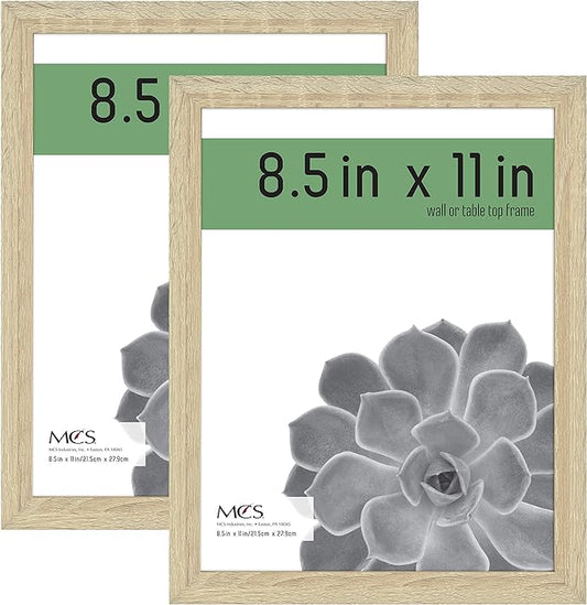 MCS Gallery Essential Certificate Document Frame Set, Gallery Wall Frames Fit 8.5 x 11 Diplomas, Documents & Certificates, Natural Woodgrain, 2-Pack