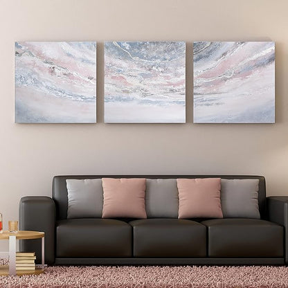 Empire Art Direct Abstract Wall Art Textured Hand Painted Canvas by Martin Edwards, Triptych, 32" x 32" each, Heavens 1