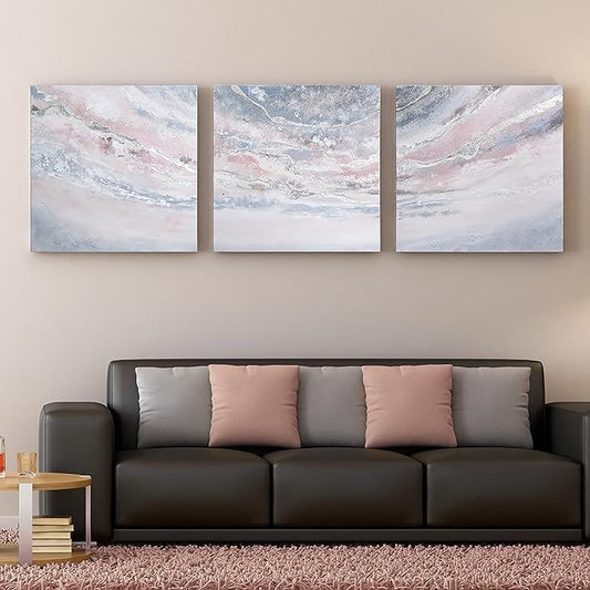 Empire Art Direct Abstract Wall Art Textured Hand Painted Canvas by Martin Edwards, Triptych, 32" x 32" each, Heavens 1