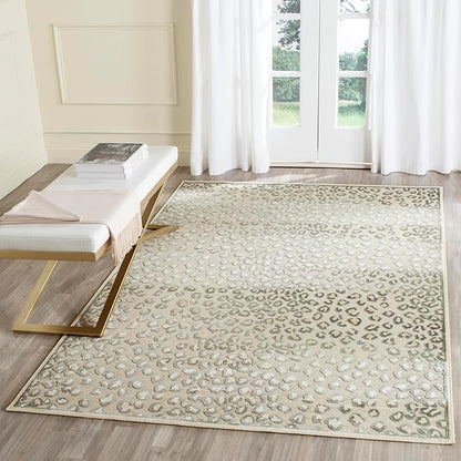 SAFAVIEH Paradise Collection Accent Rug - 4' x 5'7", Cream & Multi, Animal Print Viscose Design, Ideal for High Traffic Areas in Entryway, Living Room, Bedroom (PAR84-2440)