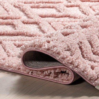 nuLOOM Akia Lattice High/Low Tassel Area Rug, 7'10" x 10', Pink