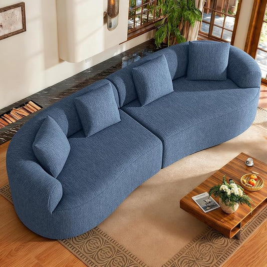 110” Modern Curved Sofa,Oversized Couch for Living Room,Cloud Couch with Boneless Couchs,Modular Sectional Sofa with Deep Seat,No Assembly Required,Dark Blue