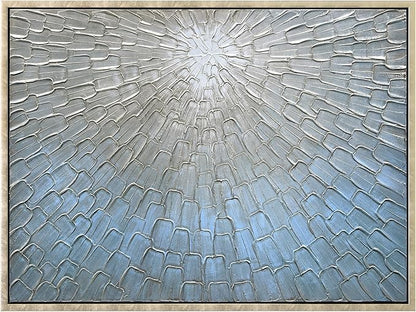 Empire Art Direct Ethereal Light Textured Metallic Hand Painted Blue Framed Canvas Wall Art, Ready to Hang, Living Room, Bedroom & Office, 30"x40"x1.5"