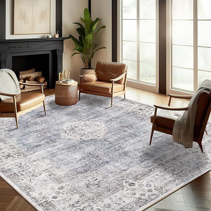 CHAMPLANT Washable Area Rug 10'x14' Boho Design Non-Shedding Easy Care Ideal for High Traffic Areas in Living Room Bedroom Office Coffee Table Kitchen Large Carpet