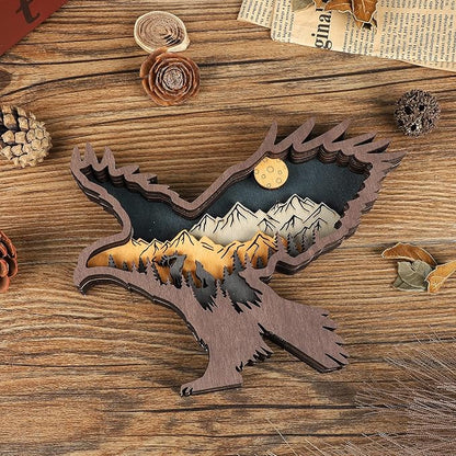 Laozai Wooden Forest Animals Eagle Decor Cabin Rustic Mountain Decor Wall Decorations for Bedroom Living Room Table Decorative
