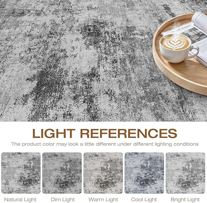 5x7 Area Rugs Living Room: Washable Large Abstract Neutral Modern Soft Rug Stain Resistant Indoor Floor Non-Slip Accent Carpet for Bedroom Nursery Playroom Dining Room Office Dorm Home House Decor