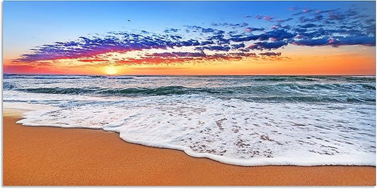 TutuBeer 1 Panel Beach Decor for Home Beach Art Colorful Ocean Kitchen Decor Sunrise Sea Wall Decor for Home Sea Wall Art Ocean Room Decor Wall Decor 8" x 16" x 1 Piece
