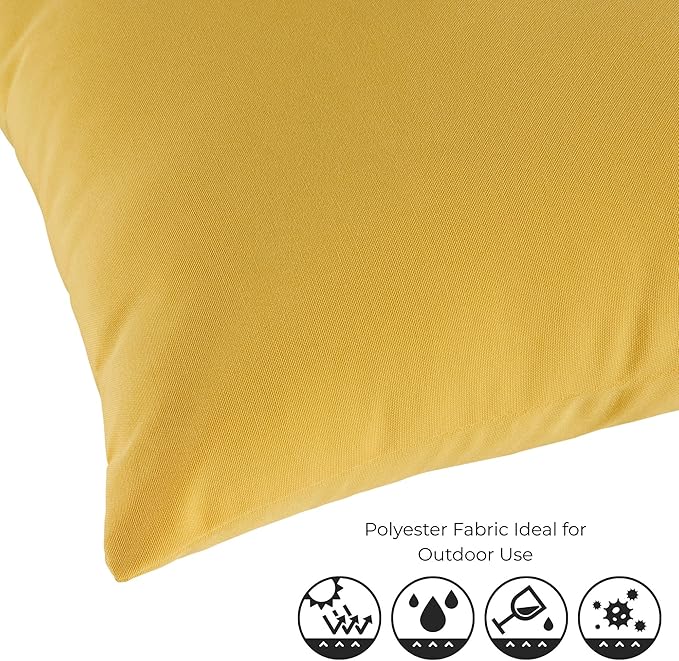 Set of 2 Outdoor Throw Pillows 19 x 12 Inch – Reversible Rectangle Patio Accent Pillows – Weather-Resistant Polyester Fabric – Eco-Friendly Recycled Polyfiber Fill – Sunbeam
