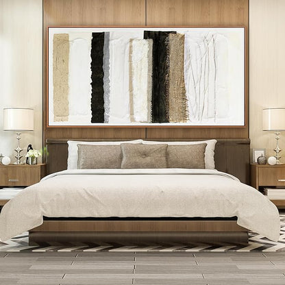 Framed Abstract Canvas Wall Art Decor Home Decor Large Wall Art Prints Wall Decorations Multicolor Overlapping Strips Framed Artwork Parting for Living Room Wall Bedroom Kitchen Office Decor 29"×58"