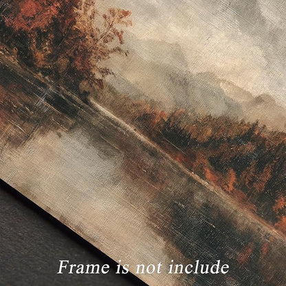 uniro Vintage Wall Art Prints, Farmhouse Lake Landscape, Rustic Country Fall Decor, Canvas Prints, Unframed (8" x 10")