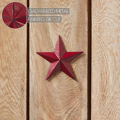 VHC Brands Patriotic Faceted Metal Star Burgundy Wall Hanging 4x4, Independence Day Decor, American Star Design, Distressed Appearance Metal Wall Hanging, Star Shape, Country, Burgundy