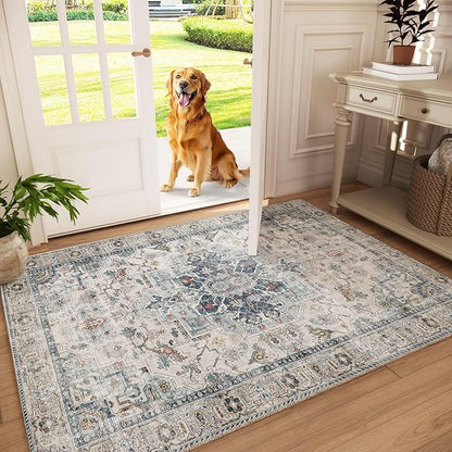 Machine Washable Throw Rugs for Entryway: Door Mat Indoor Entrance 3x5 Small Rug Stain Resistant Non-Slip Low Pile Soft Carpet for Kitchen Front Door Indoor Entry Bathroom Bedroom