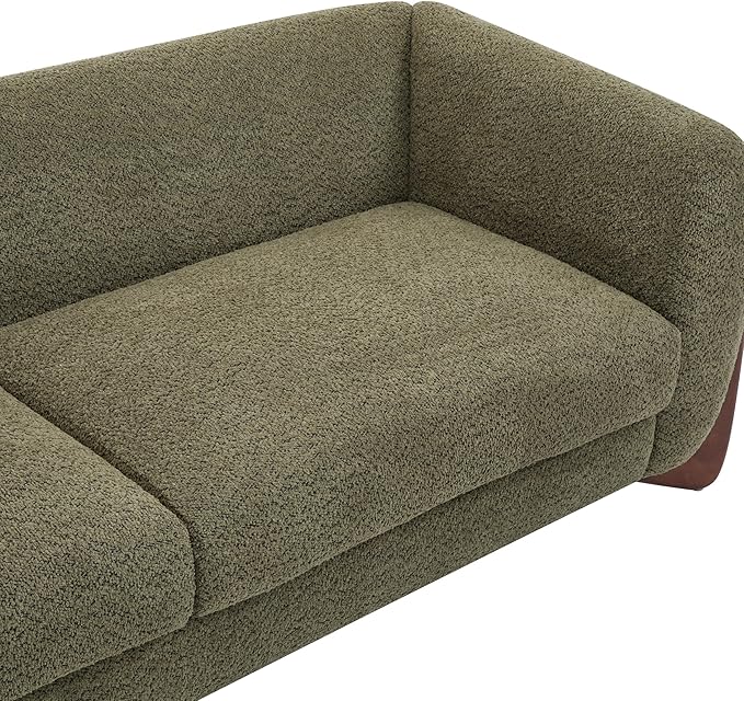 Christopher Knight Home Almab 82 Inches Sofa Couch, Cozy Boucle Upholstered 3-Seater Sofa, Wood Frame Couch, Comfy Couches for Living Room and Office, Modern Soft Plush Sofa, Olive Green