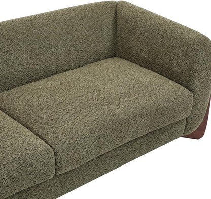 Christopher Knight Home Almab 82 Inches Sofa Couch, Cozy Boucle Upholstered 3-Seater Sofa, Wood Frame Couch, Comfy Couches for Living Room and Office, Modern Soft Plush Sofa, Olive Green