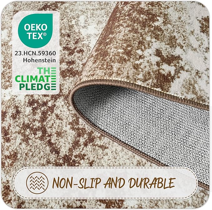 Entryway Rug 2x3 Brown Welcome Door Mat Indoor Entrance 24x36, Washable Small Throw Rugs for Kitchen Floor, Entry, Front Door, Bedroom Bedside, Non-Slip Low Pile Stain & Fade Resistant, Coffee