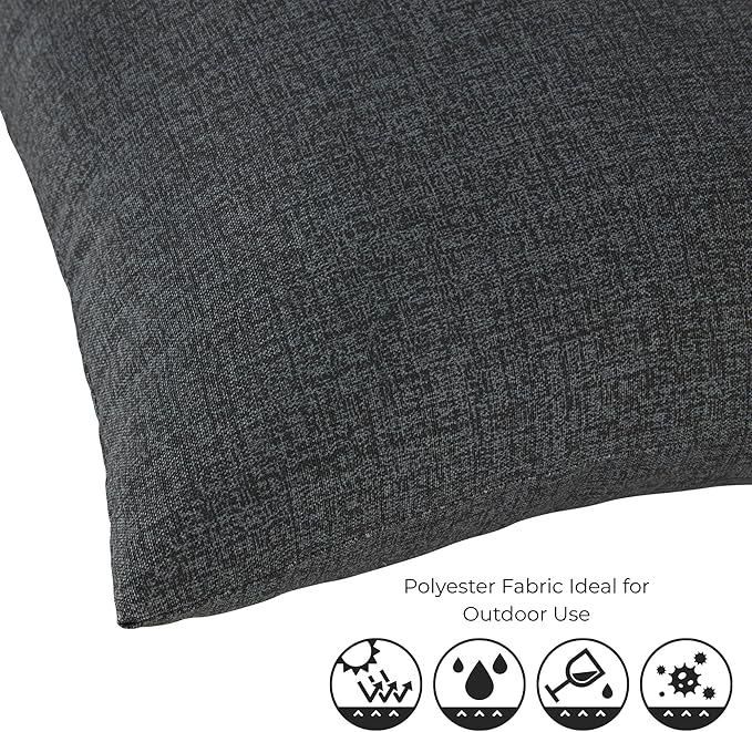 Set of 2 Outdoor Throw Pillows 19 x 12 Inch – Reversible Rectangle Patio Accent Pillows – Weather-Resistant Polyester Fabric – Eco-Friendly Recycled Polyfiber Fill – Carbon