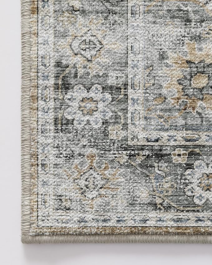 LUMI 2x6 Washable Kitchen Rug for Floor, Non Slip Runner Rugs with Rubber Backing, Low Pile Comfort Area Carpet for Standing, Living Room, Entryway, Laundry, Hallways