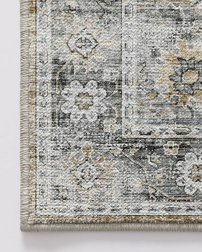 LUMI 2x6 Washable Kitchen Rug for Floor, Non Slip Runner Rugs with Rubber Backing, Low Pile Comfort Area Carpet for Standing, Living Room, Entryway, Laundry, Hallways