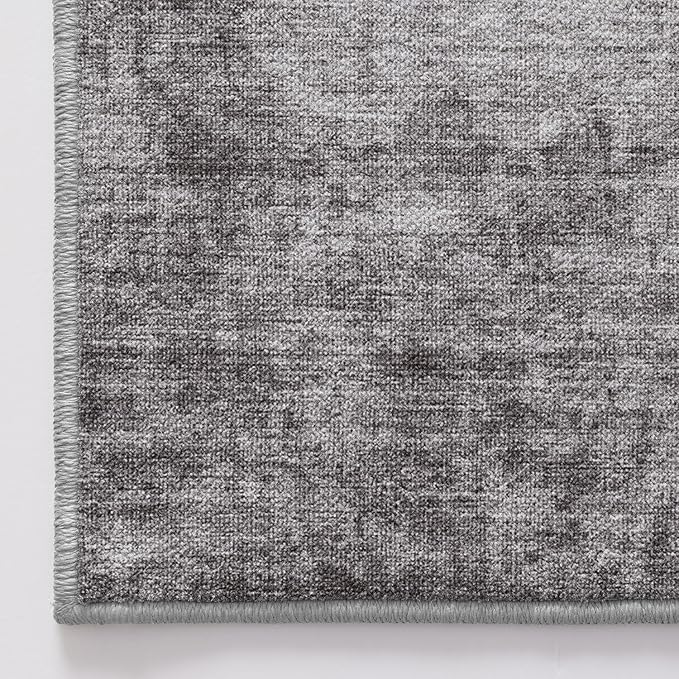 LUMI 8x10 Washable Area Rug for Living Room, Ultra Soft Modern Neutral Grey Rugs Non Slip with Rubber Backing, Low Profile, High Traffic, Stain Resistant Carpets, Ideal for Bedroom, Dining Room
