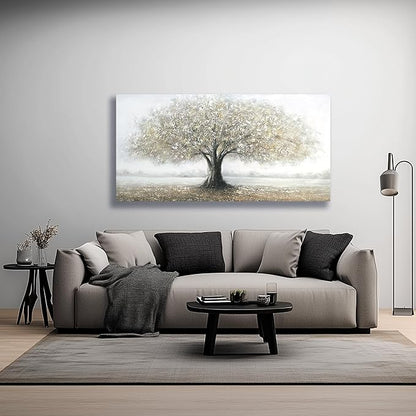 Yuaxker Tree of Life Wall Decor Gold Wall Art Large Landscape Art Modern Minimalist Canvas Painting for Living Room Bedroom Dining Room Office Home Decor 30x60 Inch
