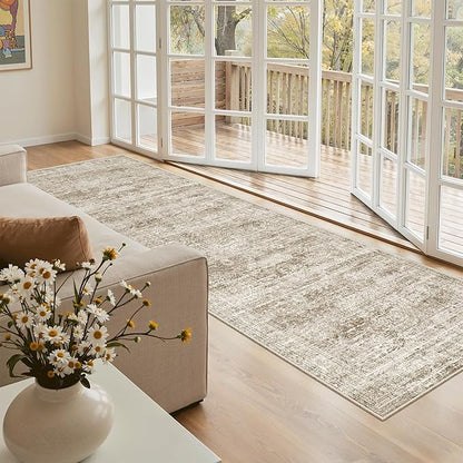Soalmost Runner Rug 3x8 Washable Non-Slip Hallway Runner Rugs for Kitchen Bathroom Laundry Room Brown Vintage Floor Carpet Runners for Hallways Entryway