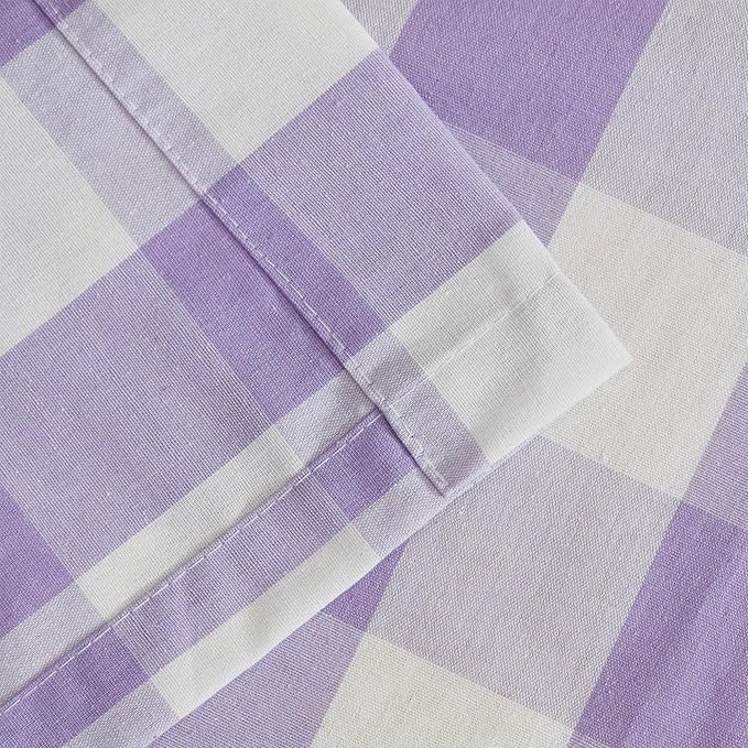 3 Pieces Tier Curtains and Valance Set Buffalo Check Kitchen Tiers Plaid Gingham Grommet Top Classic Short Small Cafe Curtains Country Farmhouse Cafe Bathroom 54"x18"/32"x24" Lilac & White