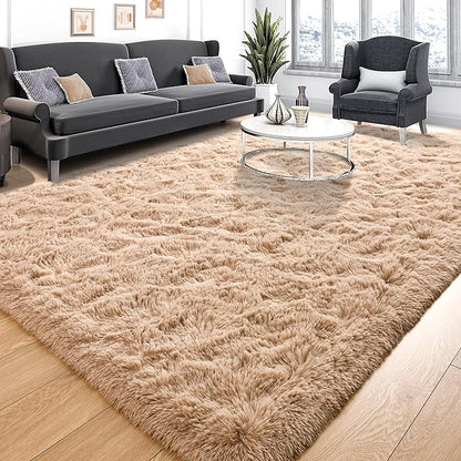 Tepook Area Rugs 9x12 for Living Room, Super Soft Fluffy Rugs for Bedroom, Modern Shaggy Rug Fuzzy Carpets for Kids, Plush Indoor Nursery Home Decor Rug with Non-Slip Bottom, Beige