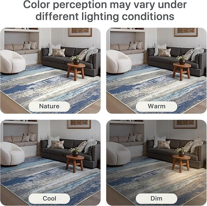 GENIMO 2X3 Washable Modern Doormat, Non-Slip Low Pile Chenille Area Rug, Small Entry Mat for Entrance Hallway Kitchen Bathroom, Indigo Drift