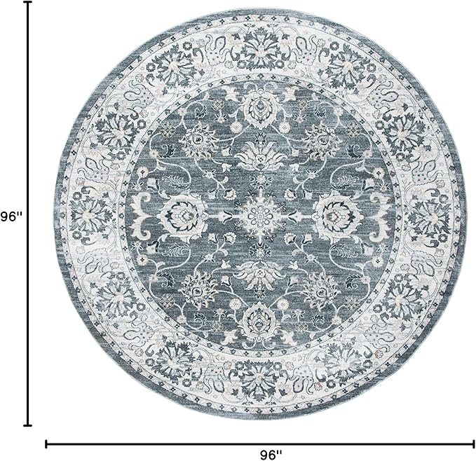 SAFAVIEH Isabella Collection 8' Round Grey/Cream ISA940F Oriental Non-Shedding Entryway Foyer Living Room Bedroom Kitchen Area Rug