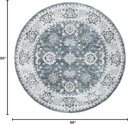SAFAVIEH Isabella Collection 8' Round Grey/Cream ISA940F Oriental Non-Shedding Entryway Foyer Living Room Bedroom Kitchen Area Rug