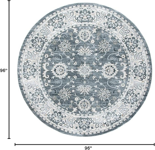 SAFAVIEH Isabella Collection 8' Round Grey/Cream ISA940F Oriental Non-Shedding Entryway Foyer Living Room Bedroom Kitchen Area Rug