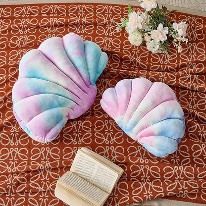 XIAIJIA Seashell Decorative Pillow Shell Shaped Throw Pillow 3D Insert Beach Pillow Soft Velvet Pillow Sea Ocean Decoration Couch Bed Pillow Cushions(White,18 X 13 inch)