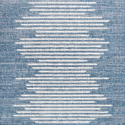 JONATHAN Y Stripe Geometric Indoor Outdoor Square Area Rug 9X9 Blue/Ivory, Zolak Berber for Backyard, Patio, Porch, Easy-Cleaning, High Traffic, Pet-Friendly, Non-Shedding (SMB124C-9SQ)
