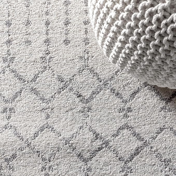 JONATHAN Y Boho Vintage Diamond Cream/Gray Indoor Area Rug 8X10 ft, Moroccan Hype for Living Room, Bedroom, Kitchen, Office, Easy-Cleaning, High Traffic, Pet-Friendly, Non-Shedding (MOH101B-8)