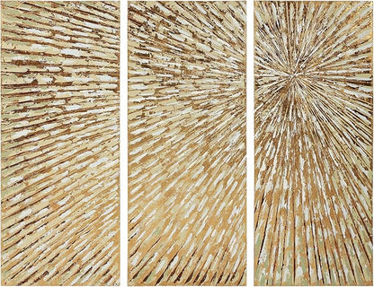 Empire Art Direct Gold Wall Art Textured Hand Painted Canvas by Martin Edwards, Triptych, 48" x 20" each, Sunshine