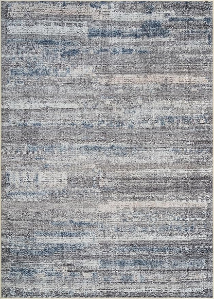 Bloom Rugs Washable Non-Slip 4' x 6' Rug - Gray/Blue/Blush Modern Abstract Area Rug for Living Room, Bedroom, Dining Room, and Kitchen - Exact Size: 4' x 6'