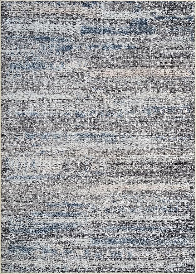 Bloom Rugs Washable Non-Slip 5' x 7' Rug - Gray/Blue/Blush Modern Abstract Area Rug for Living Room, Bedroom, Dining Room, and Kitchen - Exact Size: 5' x 7'