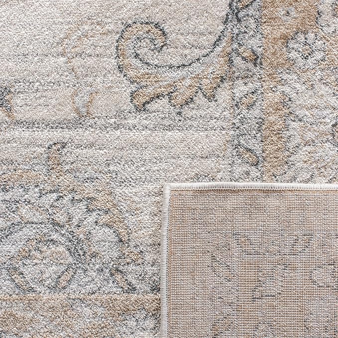 SAFAVIEH Isabella Collection Runner Rug - 2'2" x 8', Cream & Beige, Oriental Design, Non-Shedding & Easy Care, Ideal for High Traffic Areas in Living Room, Bedroom (ISA940B)