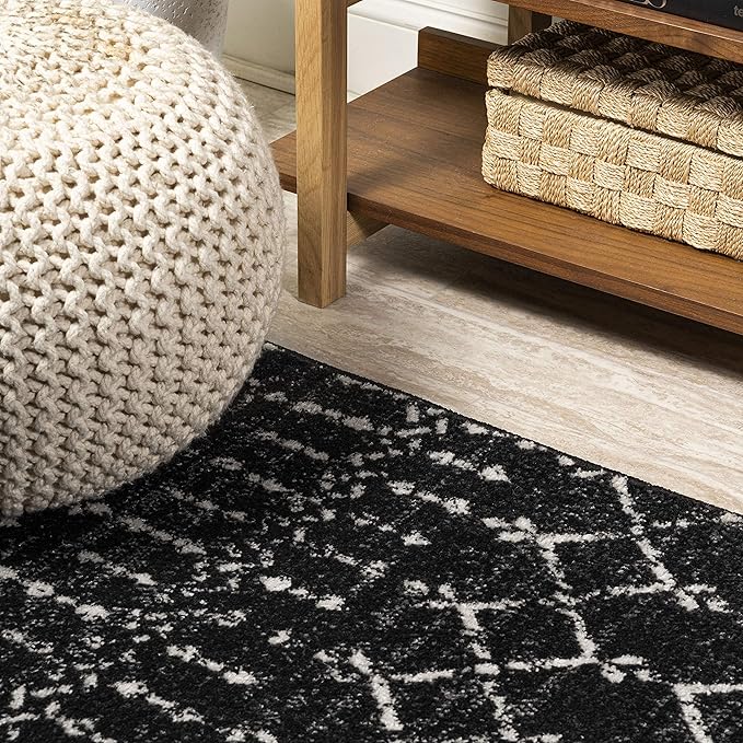 JONATHAN Y Boho Vintage Diamond Black/Ivory Runner Rug 2X10 ft, Moroccan Hype for Living Room, Bedroom, Kitchen, Office, Easy-Cleaning, High Traffic, Pet-Friendly, Non-Shedding (MOH101D-210)