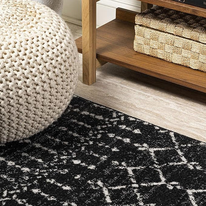 JONATHAN Y Boho Vintage Diamond Black/Ivory Runner Rug 2X10 ft, Moroccan Hype for Living Room, Bedroom, Kitchen, Office, Easy-Cleaning, High Traffic, Pet-Friendly, Non-Shedding (MOH101D-210)
