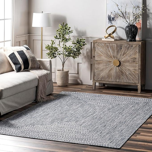 nuLOOM 2' x 3' Solid Hand Braided Indoor/Outdoor Area Rug, Pet-Friendly, High Traffic, Weather Resistant, for Patio, Balcony, Bedroom, Living Room, Dining Room, Wynn Navy
