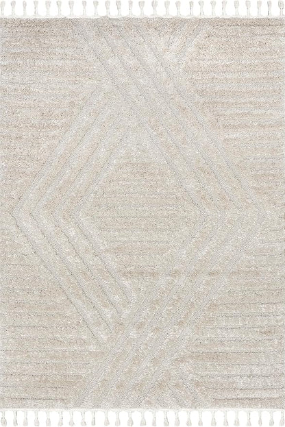 Nuloom Risette Geometric 3' x 5' Shag for Living Room Bedroom Dining Room Nursery, Beige