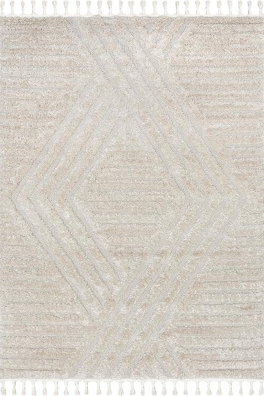 Nuloom Risette Geometric 3' x 5' Shag for Living Room Bedroom Dining Room Nursery, Beige