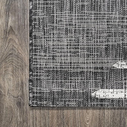 JONATHAN Y Stripe Geometric Indoor Outdoor Round Area Rug 8 Ft Black/Ivory, Zolak Berber for Backyard, Patio, Porch, Easy-Cleaning, High Traffic, Pet-Friendly, Non-Shedding (SMB124E-8R)