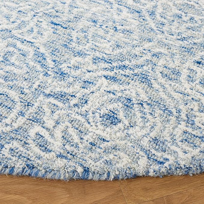 SAFAVIEH Metro Collection Area Rug - 4' Round, Blue & Ivory, Handmade Wool, Ideal for Living Room, Bedroom, Dining Space (MET998M)