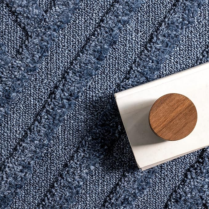 Nuloom Risette Blue, 8'10" x 12', Geometric, Soft and Textured, High Traffic, Stain Resistant, Easy Clean, Durable Area Rug for Bedroom, Living Room, Dining Space, Den, Foyer, Entryway