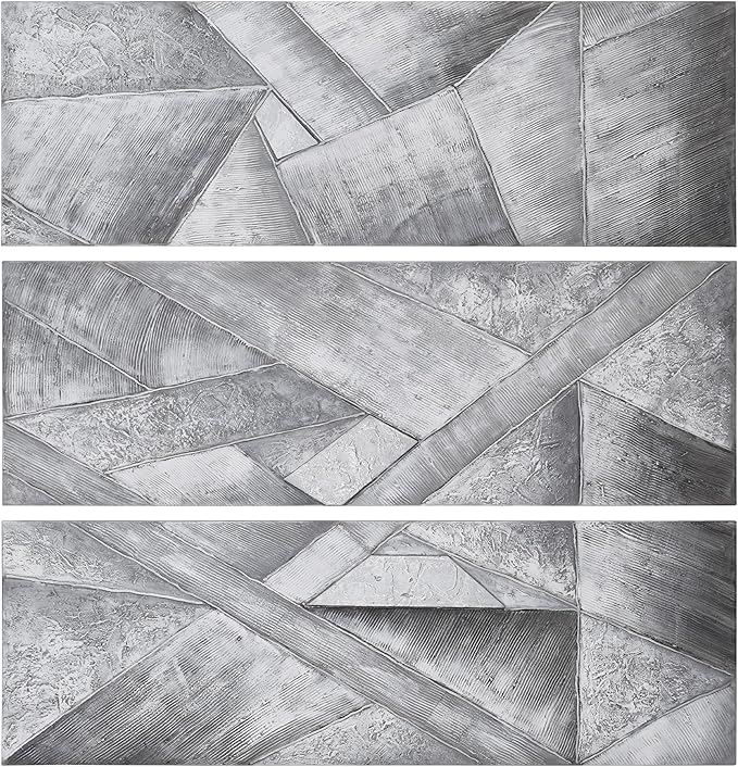 Empire Art Direct Abstract Wall Art Textured Hand Painted Canvas by Martin Edwards, Triptych, 60" x 20" each, Diamonds