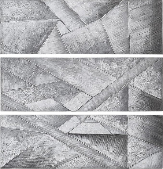 Empire Art Direct Abstract Wall Art Textured Hand Painted Canvas by Martin Edwards, Triptych, 60" x 20" each, Diamonds