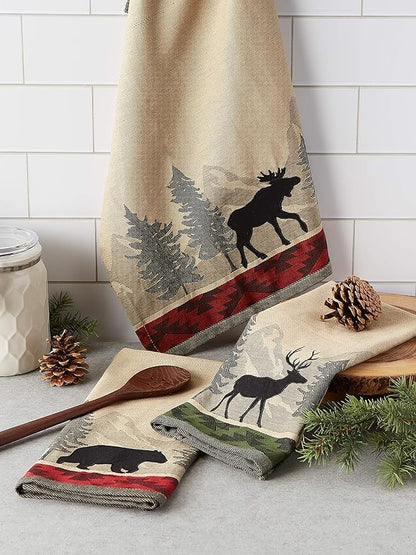 DII Woodlands Collection Dishtowel Set, 18x28, in The Woods, 3 Piece