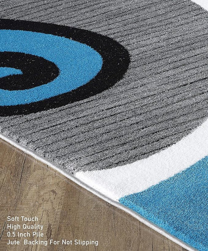 GLORY RUGS Modern Area Rug 5x7 Turquoise Swirls Carpet Bedroom Living Room Contemporary Dining Accent Sevilla Collection 4817 (5x7, Turkaz)